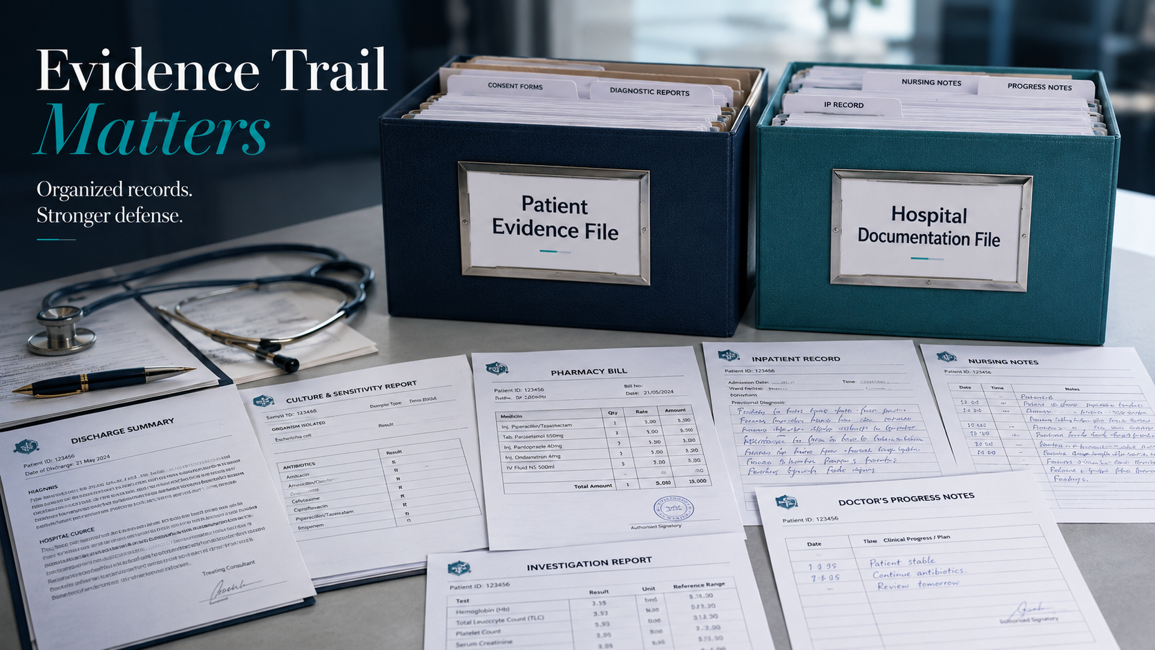 Patient evidence file and hospital documentation file for AMR and hospital infection medico-legal dispute review