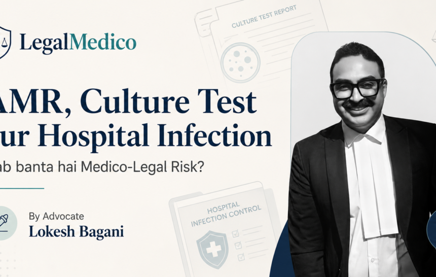 LegalMedico article preview on AMR, culture test, hospital infection and medico-legal risk by Advocate Lokesh Bagani