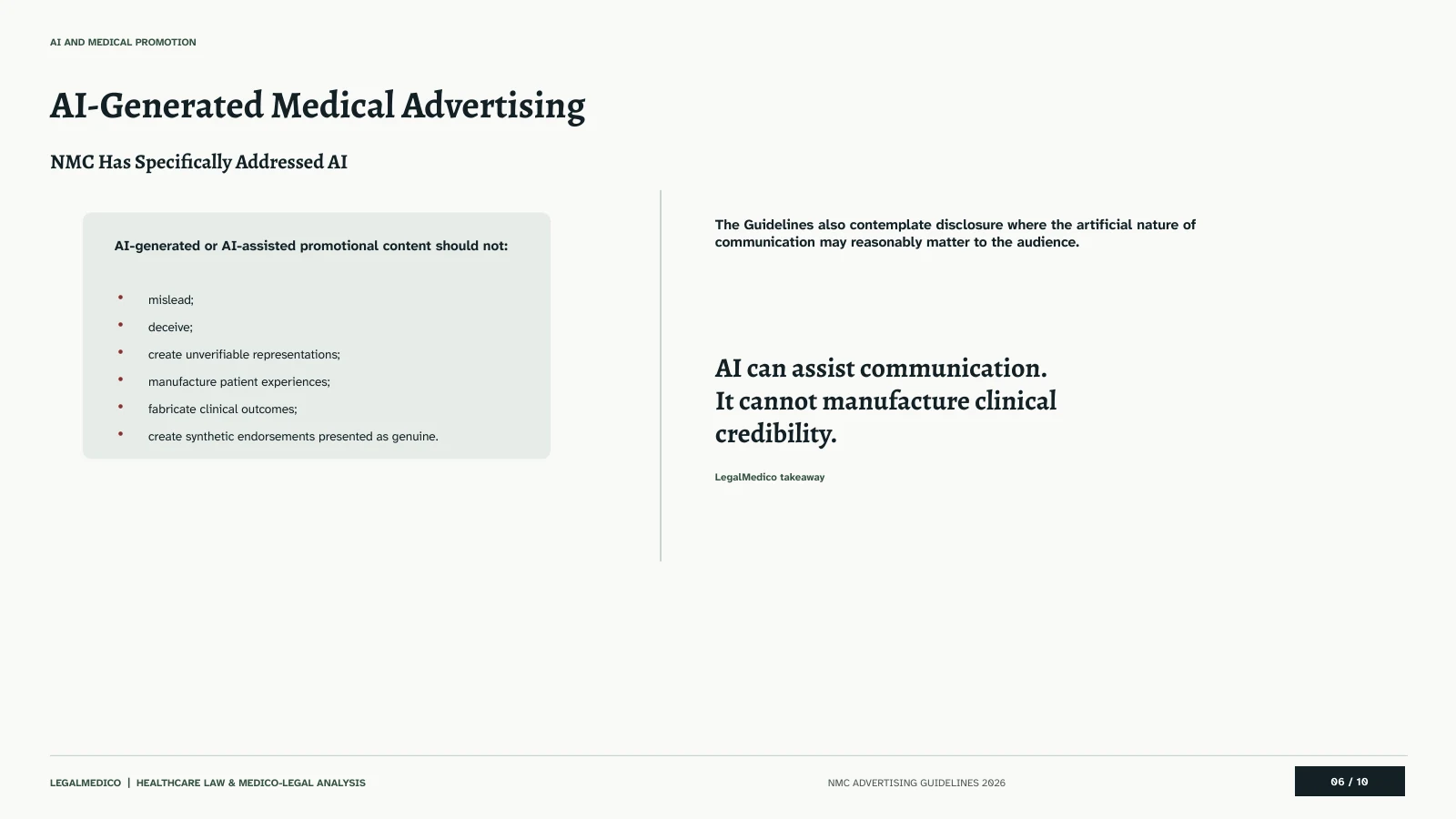 NMC rules on AI generated medical advertising